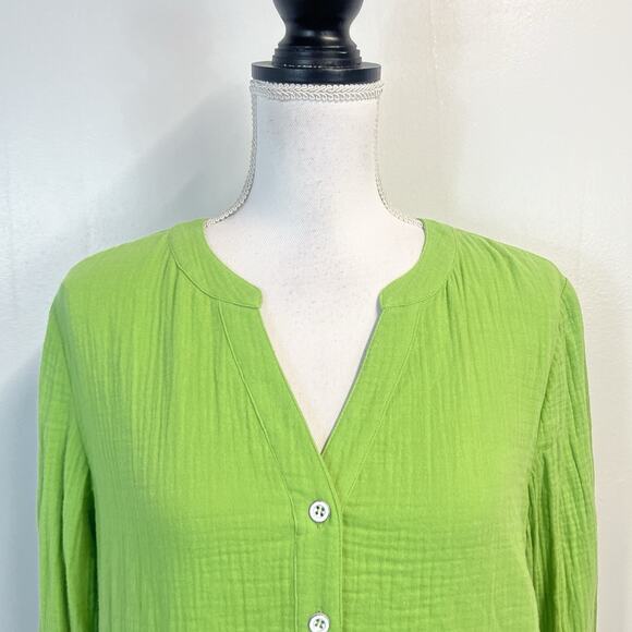 Soft Surroundings Tunic Top sz Medium Green Oversized Pocket Casual Beachy Boho - Picture 4 of 9